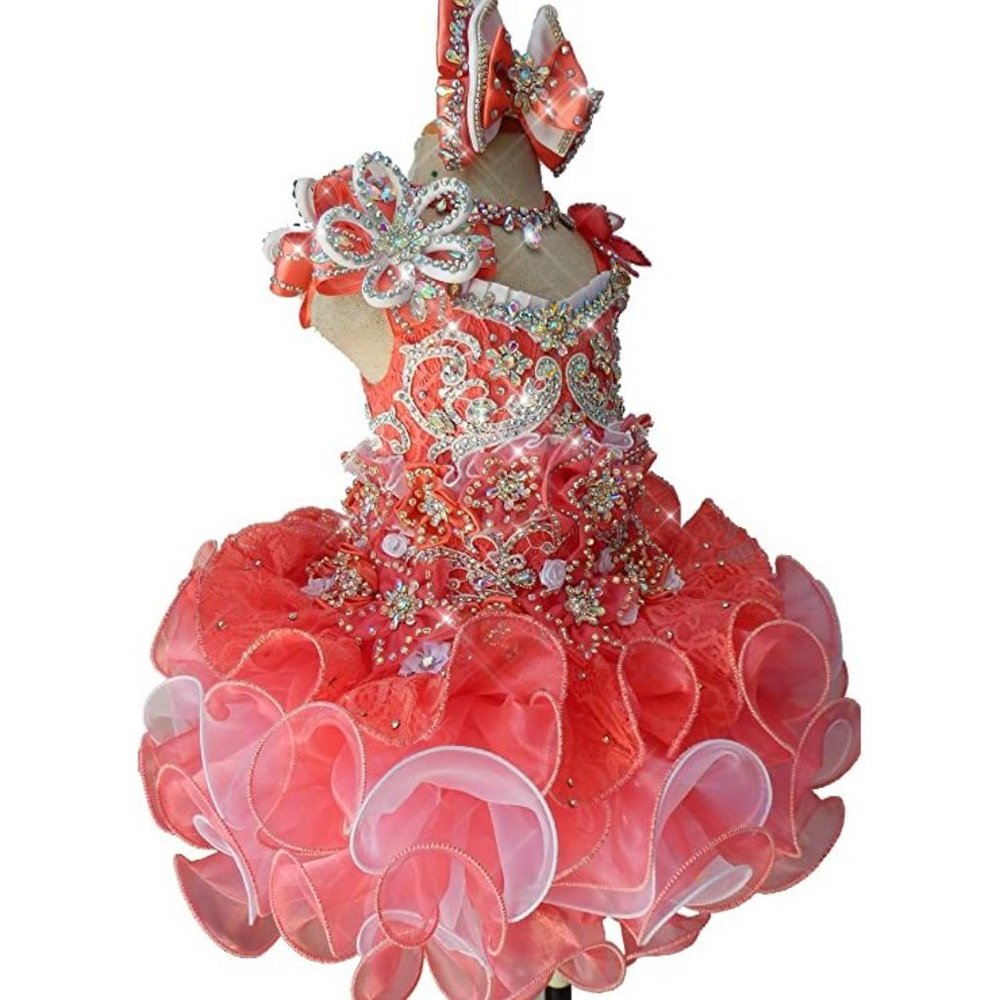 NEW Beautiful Sparkling Bling Rhinestone Baby Blue Flower Girl Pageant D… - Picture 8 of 16